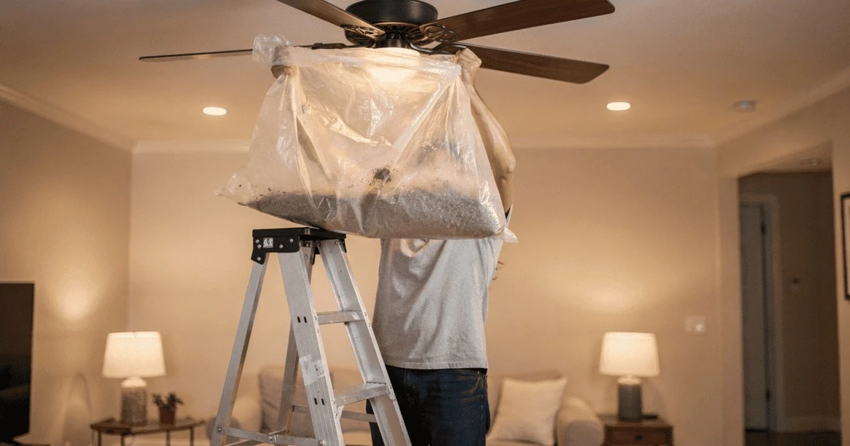 El truco del saco de plástico para limpiar el ventilador sin regar polvo por toda tu casa
