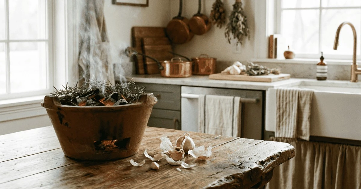 El truco olvidado con cáscaras de ajo y romero para purificar tu hogar