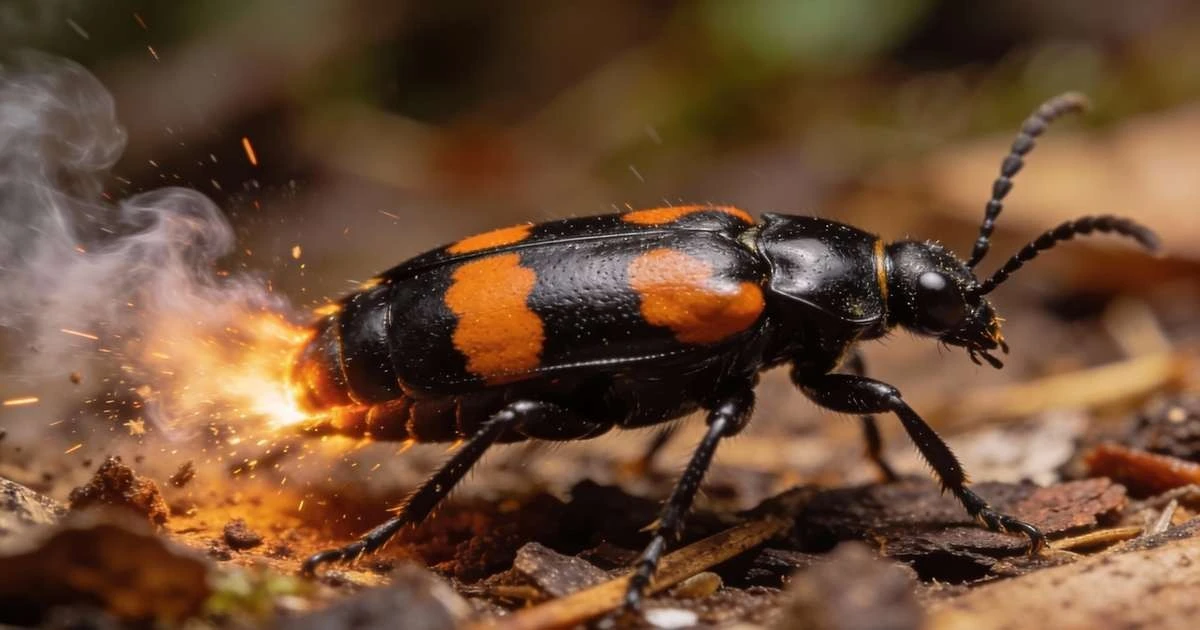 El escarabajo que escupe fuego: su defensa química es un arma secreta de supervivencia