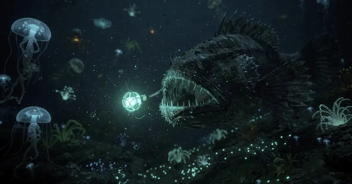Criaturas abisales: el secreto bioluminiscente que desafía la oscuridad total