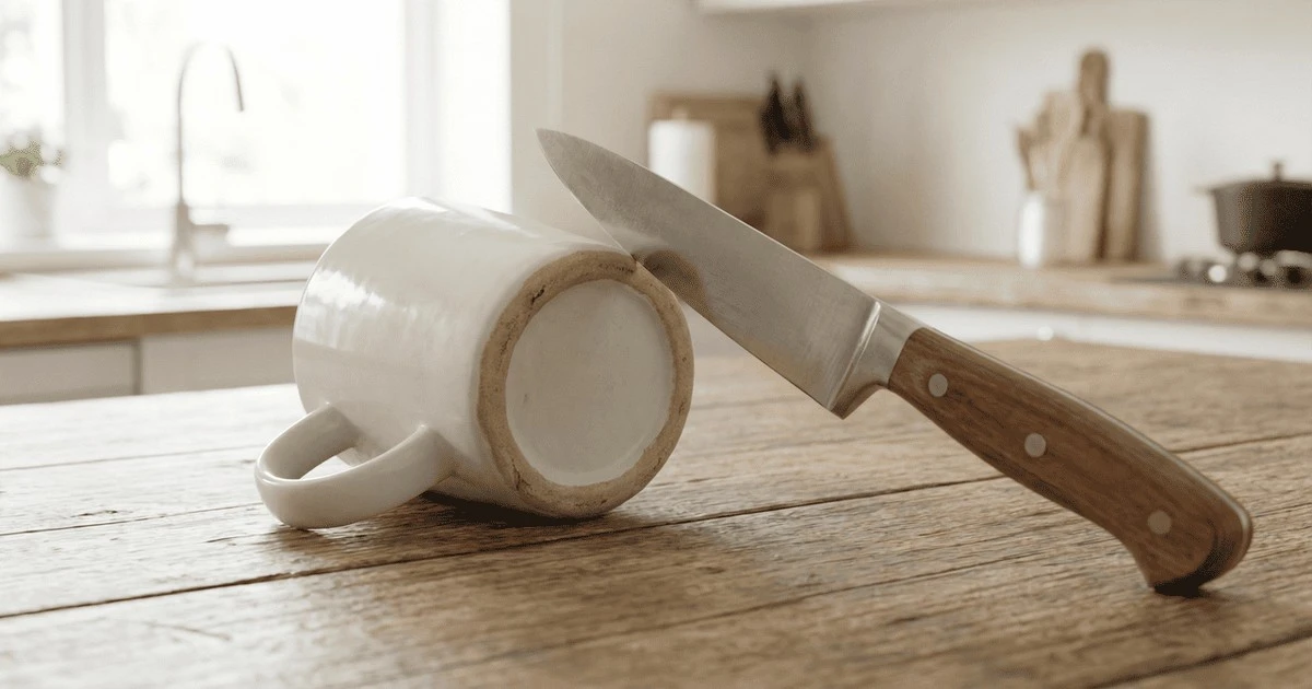El truco secreto de la taza de cerámica para dejar tus cuchillos como nuevos