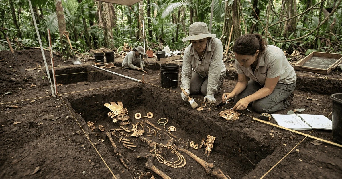 Arqueólogos descubren tumba llena de oro de un pueblo misterioso en Panamá