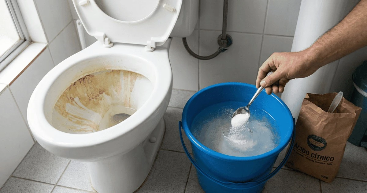 Adiós manchas amarillas: 2 cucharadas en el cubo y tu baño brilla toda la semana