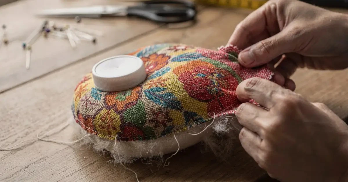 La almohada de alfileres que salva tus herramientas de costura: hazla con una tapa de botella