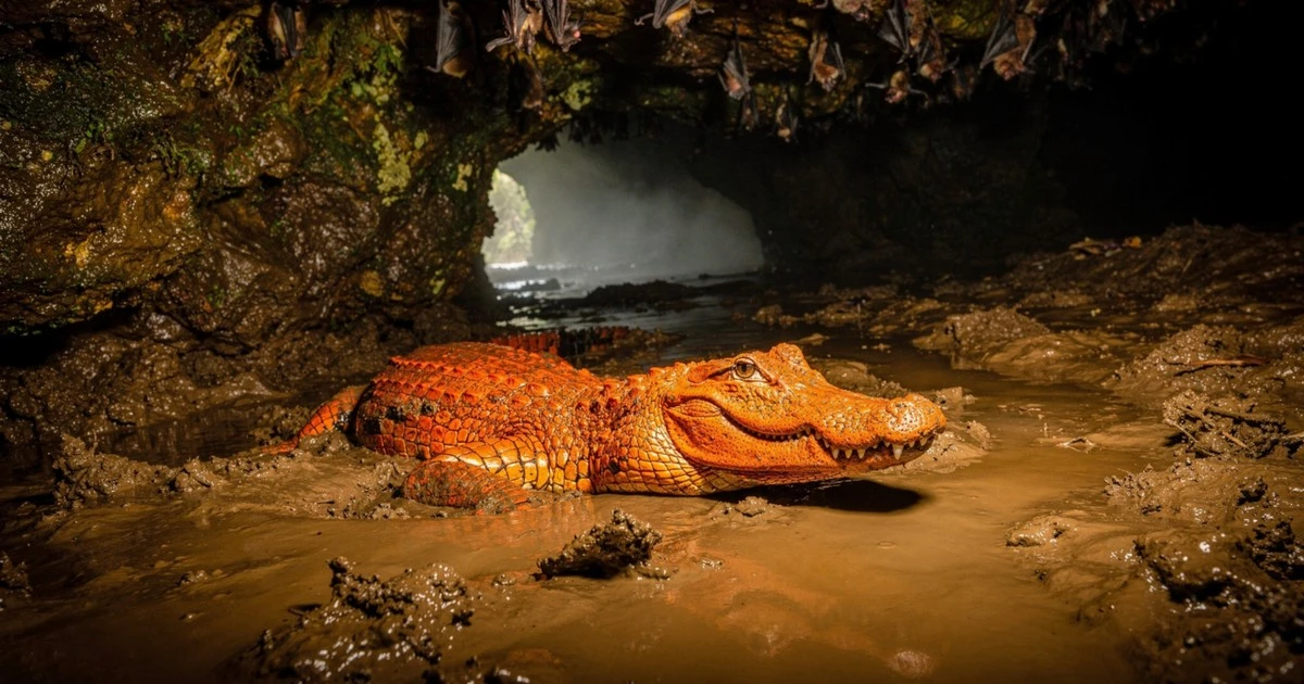 Por qué los crocodilos de las cavernas de Gabón mutan a un color naranja vibrante