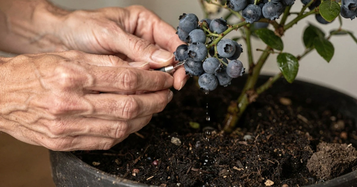 Por qué los jardineros expertos añaden una esponja al fondo de las macetas de arándanos